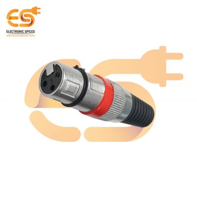 XLR 3-Pin Female Connectors DC power plug,  Barrel jack , Female Plugs Audio Mic Microphone Connector pack of 5pcs (RED)